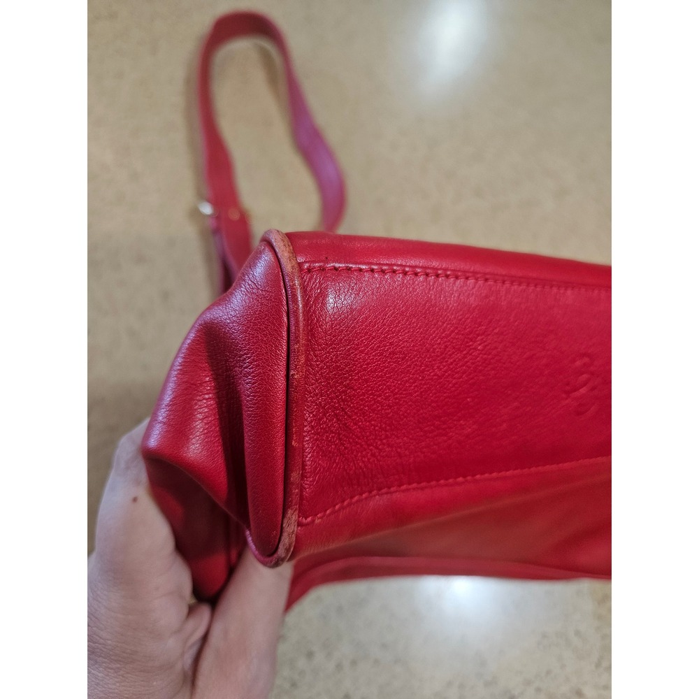 Vintage Paloma Picasso Red Leather Crossbody Bag Gold Hardware Made in Italy - Picture 4 of 10